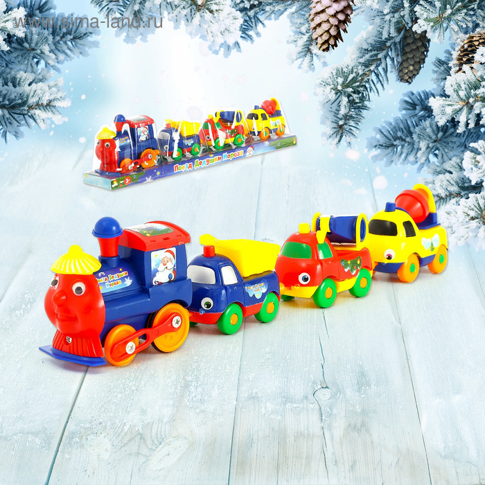 Паровоз «Поезд Дедушки Мороза», работает от батареек, цвета МИКС - Фото 1