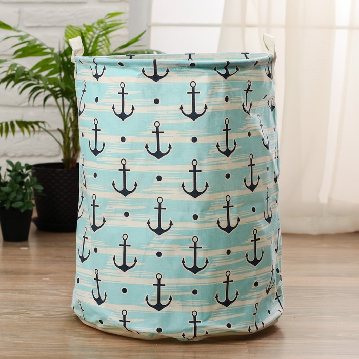 Корзина для игрушек «Якоря», 40 × 40 × 50 см - Фото 1
