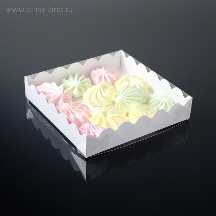 Коробочка для печенья с PVC крышкой, белая, 12 х 12 х 3 см - Фото 1