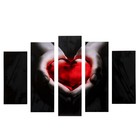 Модульная картина "Красное сердце" (2-23х52; 2-24х70; 1-24х80) 120х80см - фото 2562275