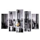 Модульная картина "Коллекция гитар" (2-23х52; 2-24х70; 1-24х80) 120х80см - фото 318230026