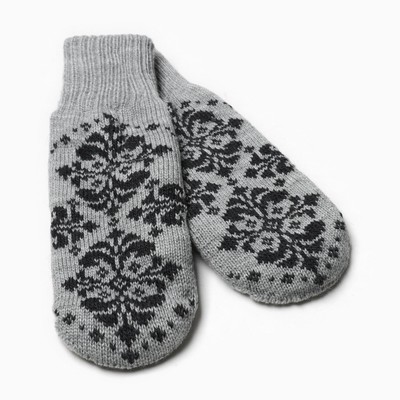 Варежки женские Baranowool, светло-серые, размер 18