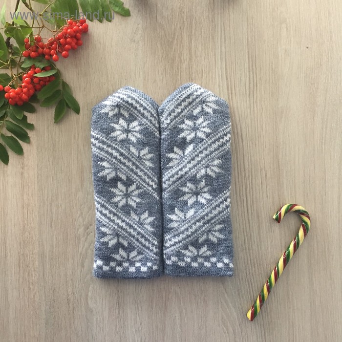 Варежки женские, цвет серый, размер 18 - Фото 1