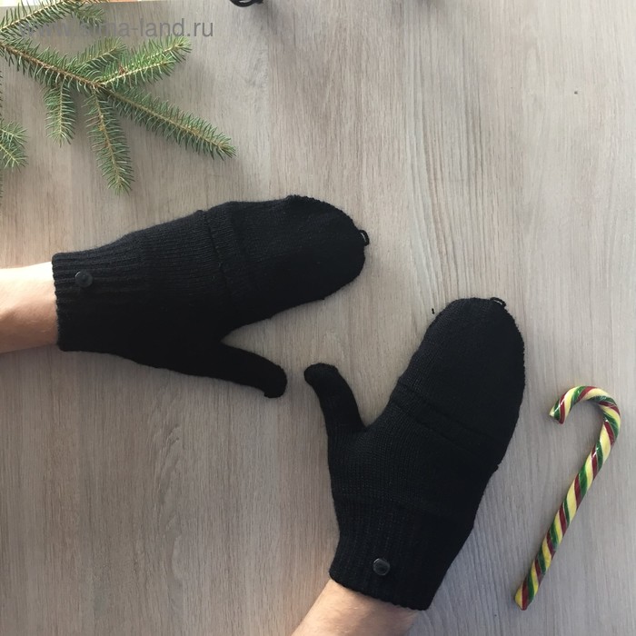 Перчатки (Митенки) женские, цвет чёрный, размер 18 - Фото 1