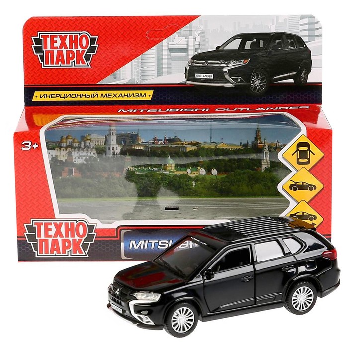 Машина металл Mitsubishi outlander, 12 см открывающиеся двери, инерционная, цвет чёрный