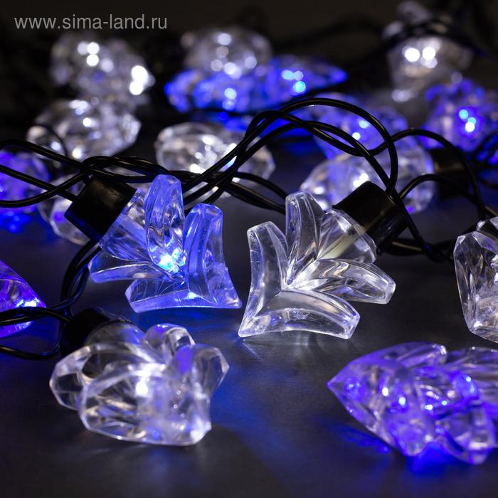 Гирлянда «Нить» 5 м с насадками «Ёлка», IP44, тёмная нить, 30 LED, свечение бело-синее, мигание, 220 В - Фото 1