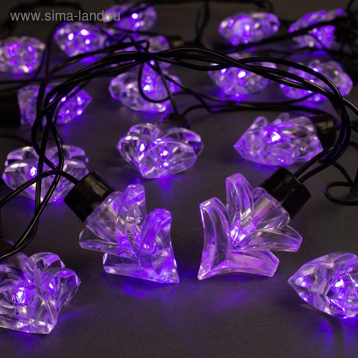 Гирлянда «Нить» 5 м с насадками «Ёлка», IP44, тёмная нить, 40 LED, свечение фиолетовое, 8 режимов, 220 В - Фото 1