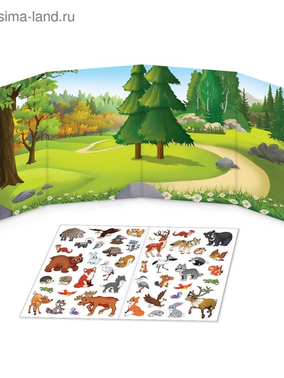 Многоразовые наклейки набор «Изучаем животных», 2 шт.