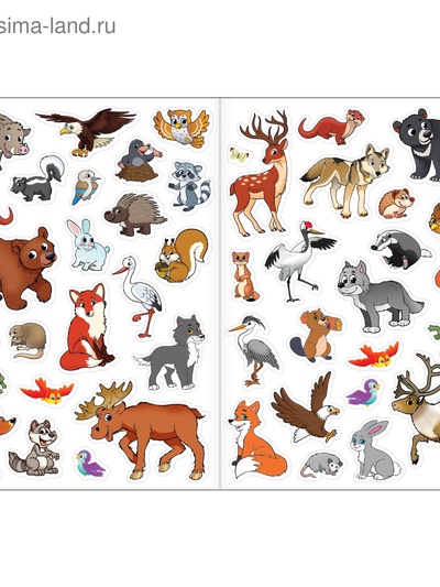 Многоразовые наклейки набор «Изучаем животных», 2 шт.