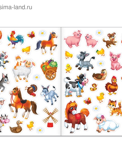 Многоразовые наклейки набор «Изучаем животных», 2 шт.