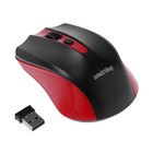 Мышь Smartbuy ONE 352, беспроводная, оптическая, 1600 dpi, 2xAAA (не в компл), красно-черная - фото 2562371