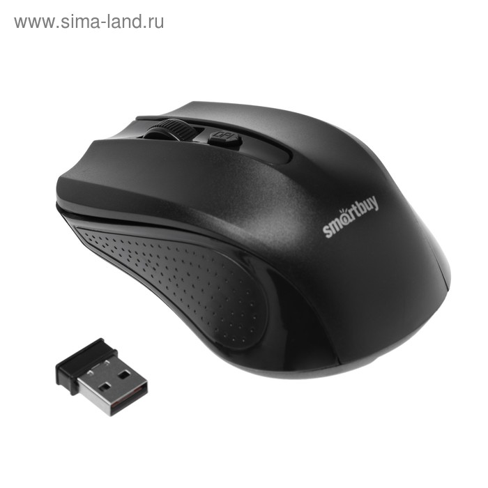 Мышь Smartbuy ONE 352, беспроводная, оптическая, 1600 dpi, 2xAAA (не в комплекте), чёрная - Фото 1