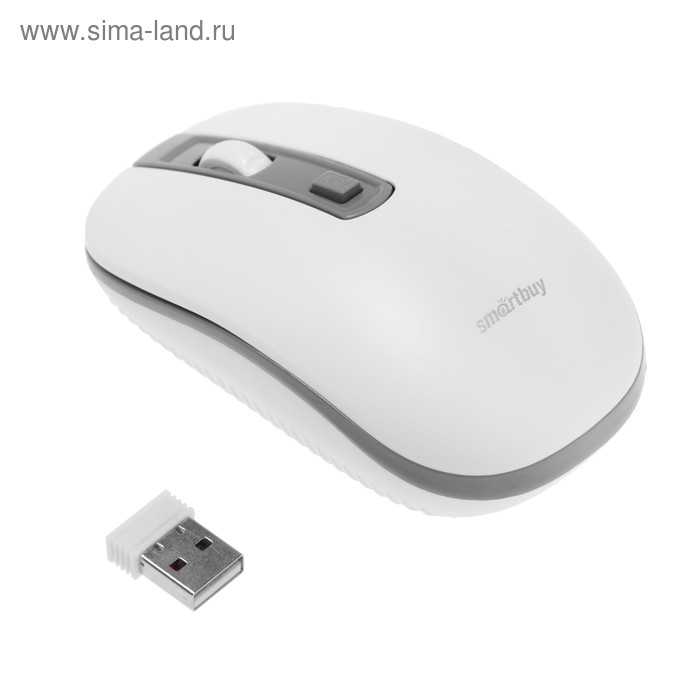 Мышь Smartbuy ONE 359G, беспроводная, оптическая, 1600 dpi, USB, 1xAA, бело-серая - Фото 1