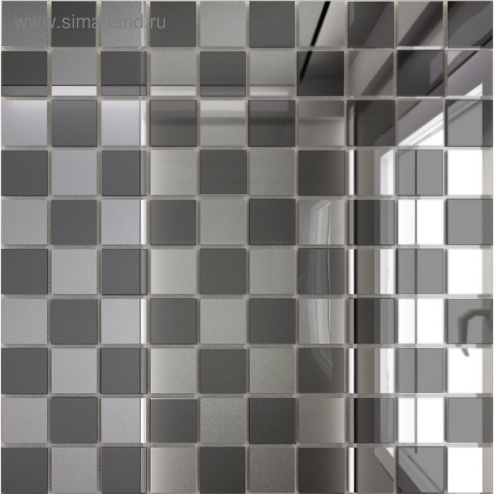 Зеркальная мозаика «Серебро» (50%) + «Графит»(50%) с чипом 25х25 мм - Фото 1