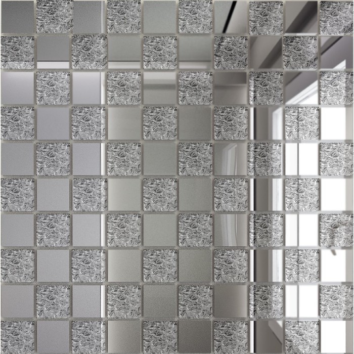 Зеркальная мозаика «Серебро» (50%) + «Хрусталь»(50%) с чипом 25х25 мм