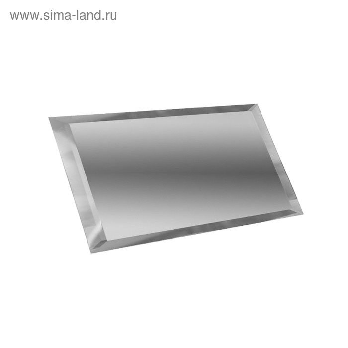 Прямоугольная зеркальная серебряная плитка с фацетом 10 мм 240х120 мм - Фото 1