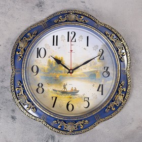 Часы настенные, серия: Природа, "Диабо", плавный ход, d-35.5 см, циферблат 24.5 см, синие