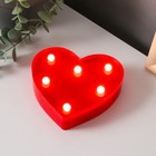 Ночник "Сердце малое" 6 LED батарейки 3xAG13 красный 10х3х10 см RISALUX - Фото 2