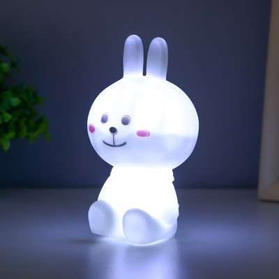 Фигурка светящаяся RISALUX «Зайчик», LED-ночник, RGB, батарейки 3×LR44, 8×7.5×15 см, МИКС