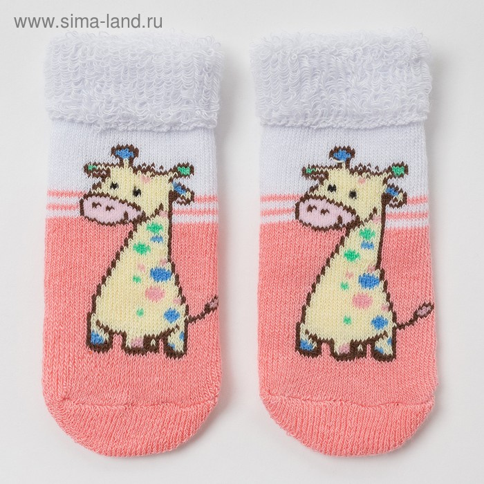 Носки детские махровые «Жираф», цвет светло-персиковый, размер 7-8 - Фото 1