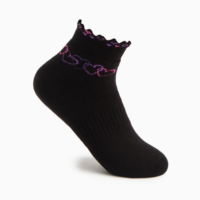 Носки женские махровые «Сердечки», цвет чёрный, размер 23-25 - Фото 1