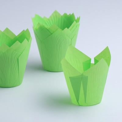 Форма для выпечки "Тюльпан", зеленый, 5 х 8 см - Фото 1