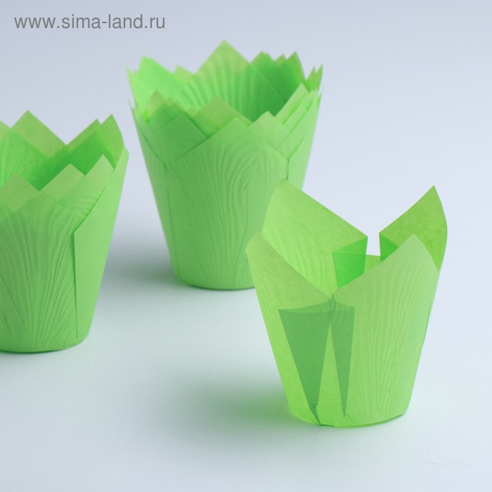 Форма для выпечки "Тюльпан", зеленый, 5 х 8 см - Фото 1