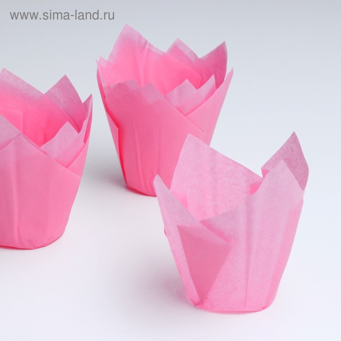 Форма для выпечки "Тюльпан", розовый, 5 х 8 см - Фото 1