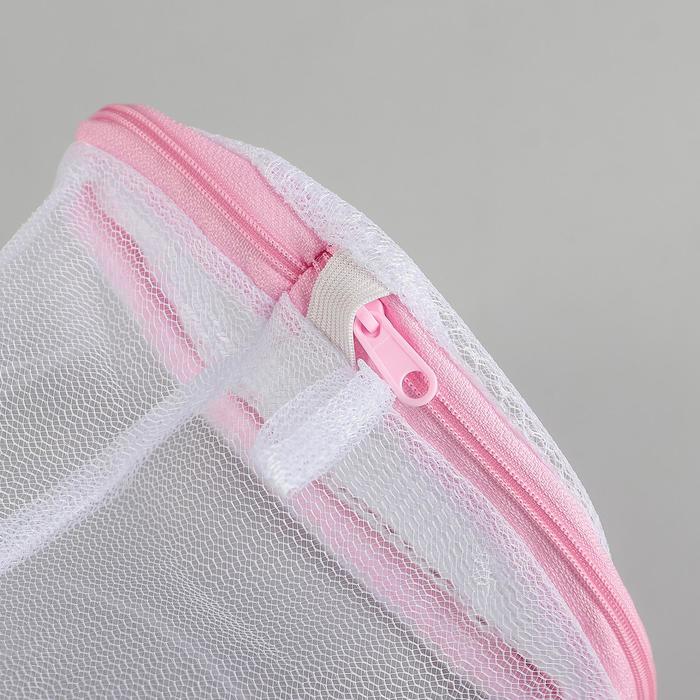 Мешок для стирки белья без диска Доляна, 15×15×13 см, однослойный, мелкая сетка, цвет белый - фото 1900918421