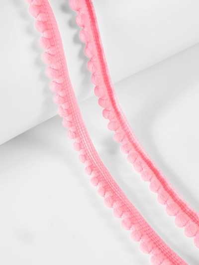 Тесьма декоративная с помпонами, 12±2 мм, 9.1±0.5 м, розовая