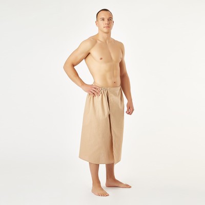 Полотенце вафельное для бани «Экономь и Я» (мужской килт), 75×144см, цвет бежевый