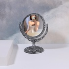 Зеркало настольное, двустороннее, с увеличением, d зеркальной поверхности 9,7 см, цвет серебристый - фото 9559892