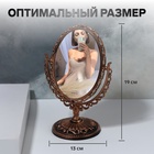 Зеркало настольное «Овал», двустороннее, с увеличением, зеркальная поверхность 8.5×12.1 см, цвет чёрный/медный - Фото 2