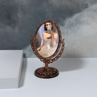 Зеркало настольное «Овал», двустороннее, с увеличением, зеркальная поверхность 8.5×12.1 см, цвет чёрный/медный - Фото 3