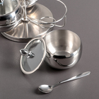 Сахарницы, 340 мл, 19×14 см, на крутящейся подставке с ложками, набор 3 шт., нержавеющая сталь, стекло - Фото 2