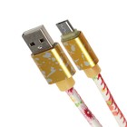 Кабель Luazon, microUSB - USB, 2.4 A, 1 м, оплётка экокожа, разноцветный - Фото 2