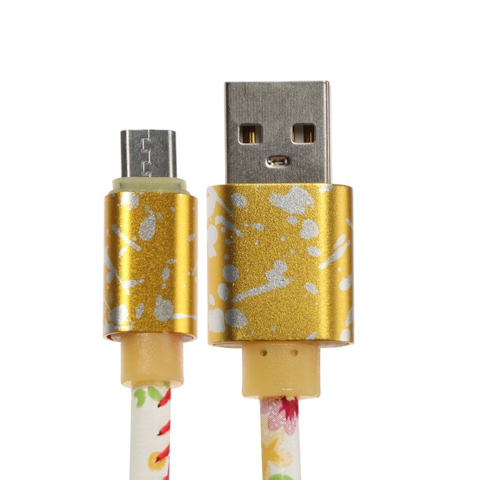 Кабель Luazon, microUSB - USB, 2.4 A, 1 м, оплётка экокожа, МИКС - фото 51449399