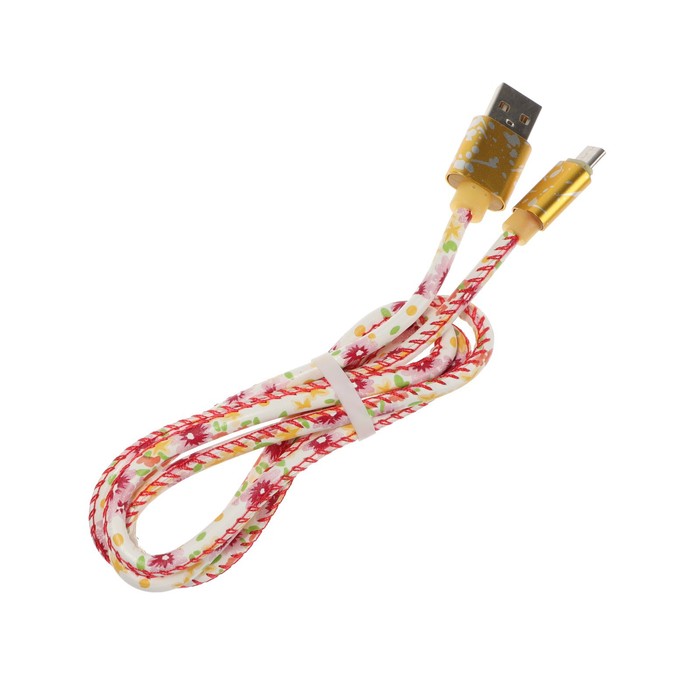 Кабель Luazon, microUSB - USB, 2.4 A, 1 м, оплётка экокожа, МИКС - фото 51449400