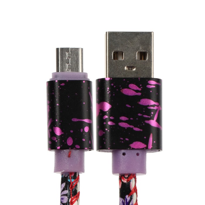 Кабель Luazon, microUSB - USB, 2.4 A, 1 м, оплётка экокожа, МИКС - фото 51449401