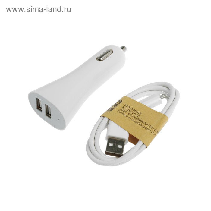 

Автомобильное зарядное устройство LuazON UC-40, 2 USB, 2A, кабель microUSB, 1 A, 1 м, белый