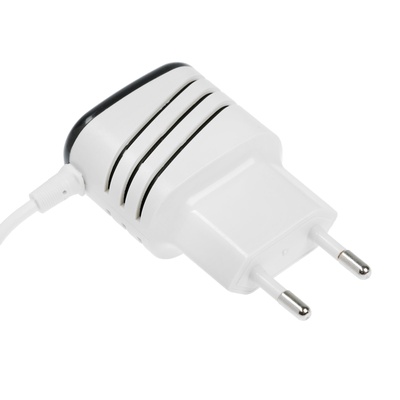 Сетевое зарядное устройство Luazon GQ-18, 2 USB, microUSB, 1 A, 1 м, белое