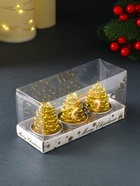 Набор свечей новогодних «Шишка золотая», 4×6 см, 3 шт. - фото 57930814