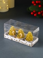 Набор свечей новогодних «Шишка золотая», 4×6 см, 3 шт. - фото 57930816