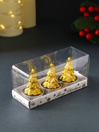 Набор свечей новогодних «Ёлка золотая», 3 шт., 4×6 см - фото 57930820