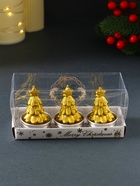 Набор свечей новогодних «Ёлка золотая», 3 шт., 4×6 см - фото 57930821