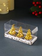 Набор свечей новогодних «Ёлка золотая», 3 шт., 4×6 см - фото 57930822