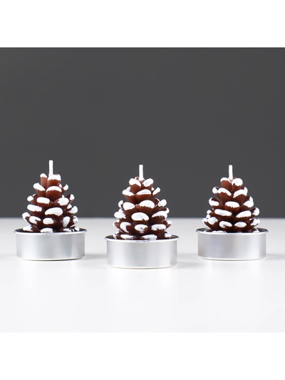 Набор свечи новогодние "Шишка", 3 шт, 4×6 см,