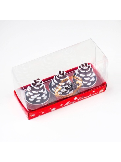 Набор свечи новогодние "Шишка", 3 шт, 4×6 см,