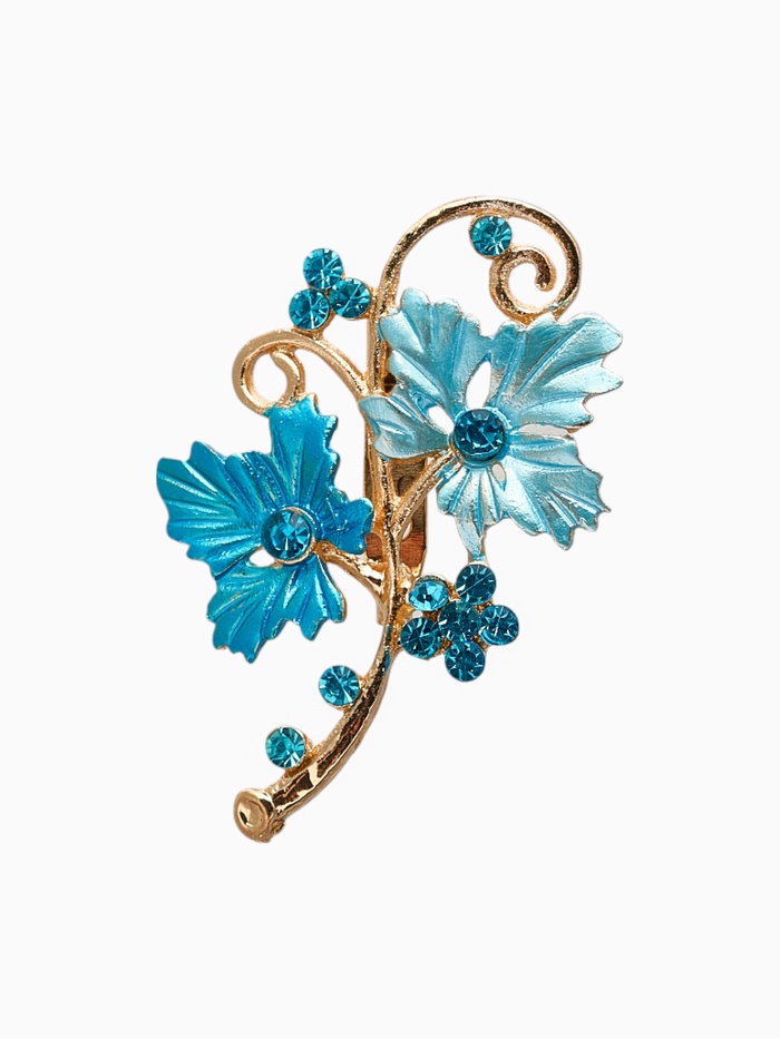 Брошь «Цветы» незабудки, цвет голубой в золоте - Фото 1