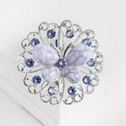 Брошь «Бабочка» на цветке, цвет бело-голубой в серебре - фото 10824810